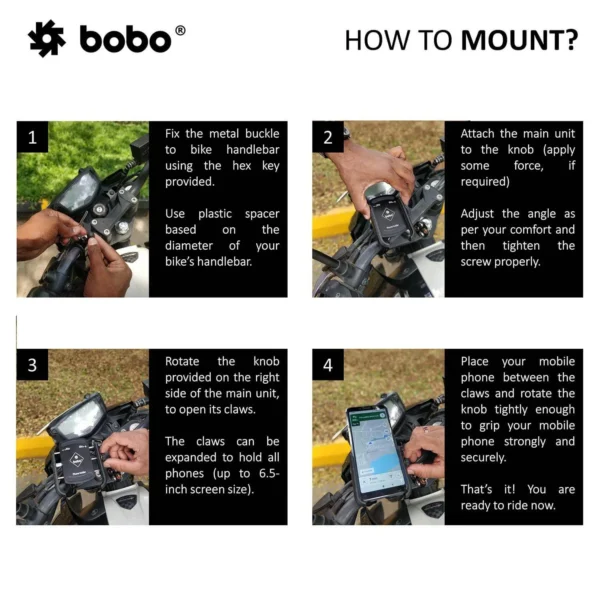 BOBO BM4 PRO Jaw-Grip Bike Phone Holder with Vibration Controller - Image 7